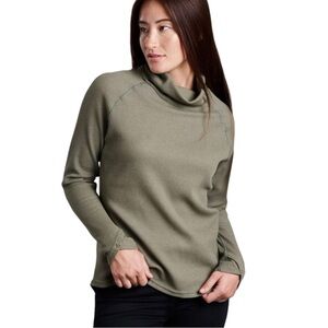 Kuhl Womens Petra Turtleneck Waffle Knit Pullover Shirt Size XS Olive Outdoor
